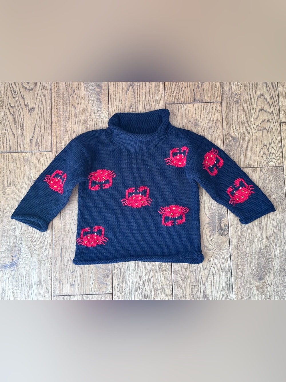 Claver Navy Blue Crab Rollneck Sweater size 12 Months